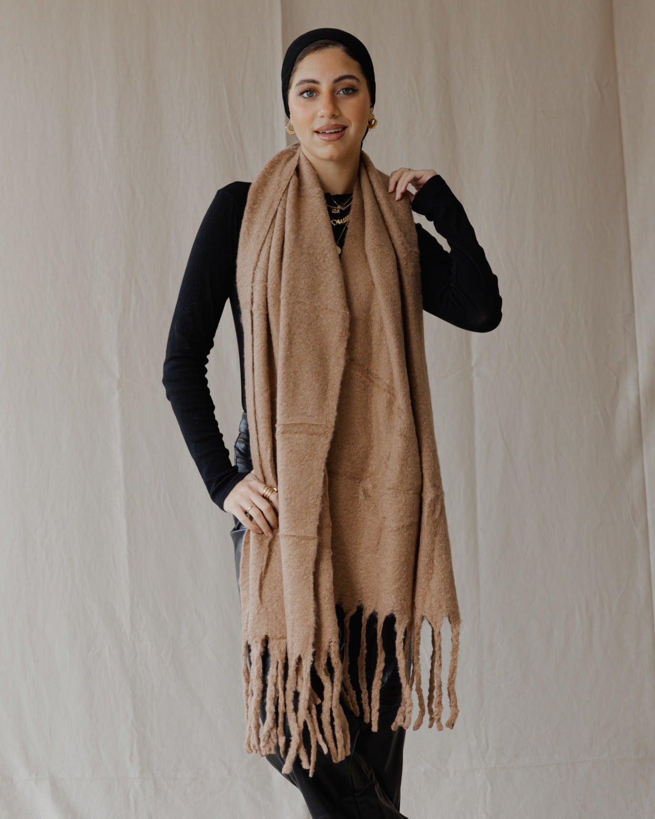 Plain Winter Scarf Camel