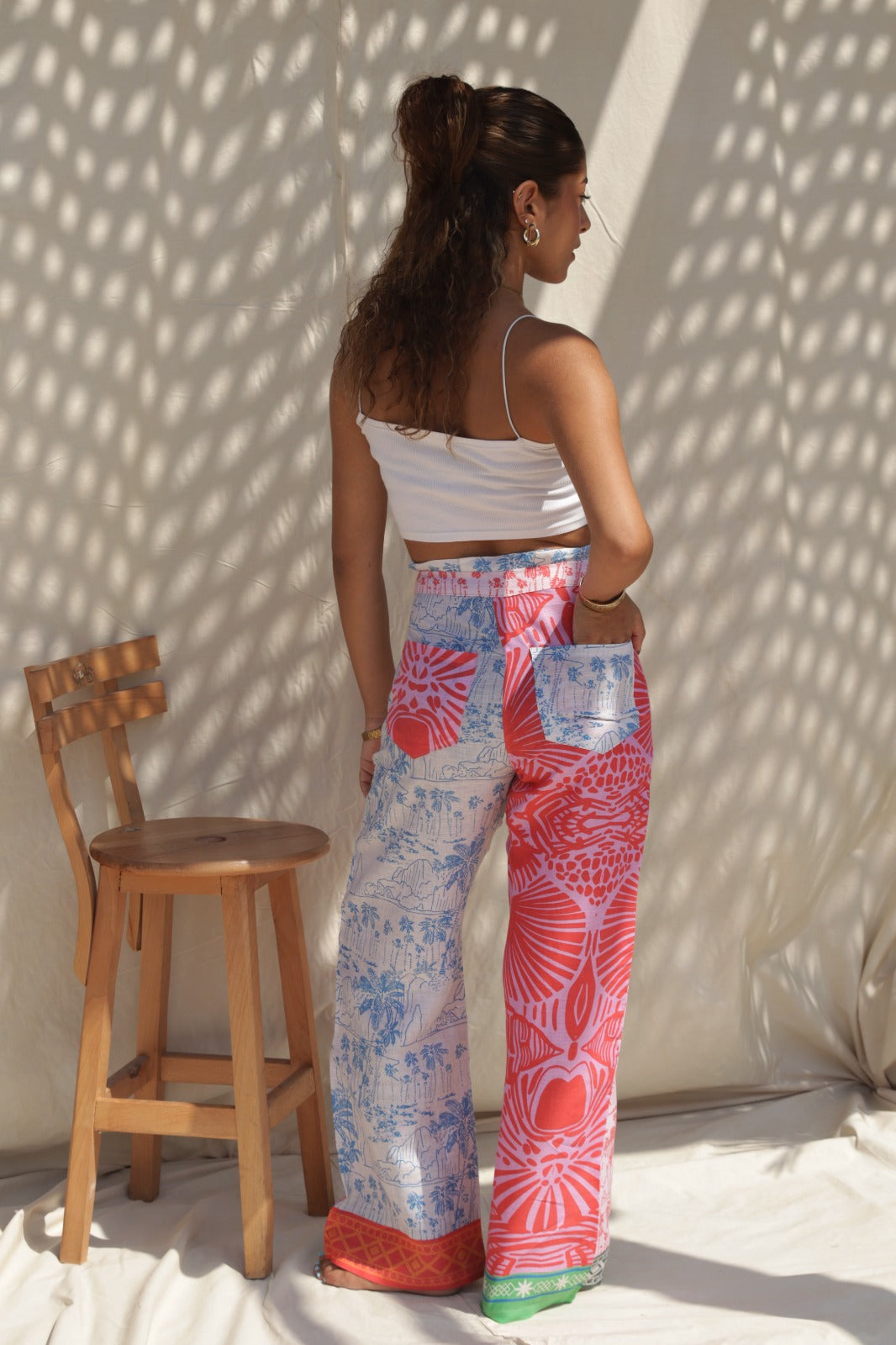 Pantalon à motif patchwork multiprint