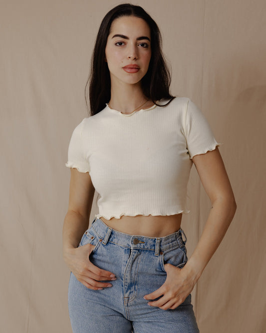 Alltägliches Crop Top Hellgelb