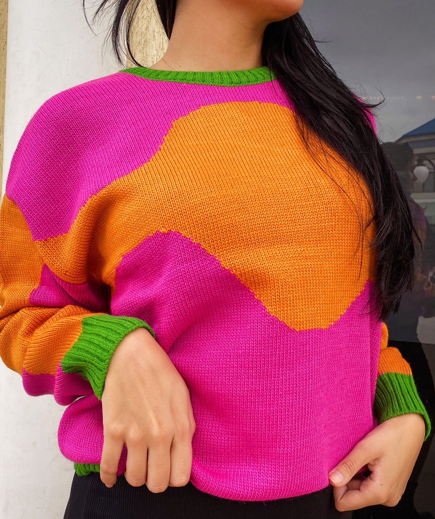 Wave Sweater Orange X Fuschia
