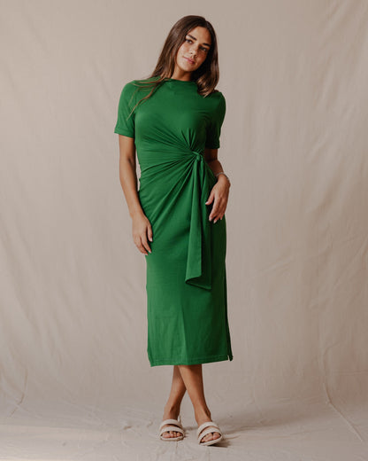 Robe en coton à nouer sur les côtés Vert