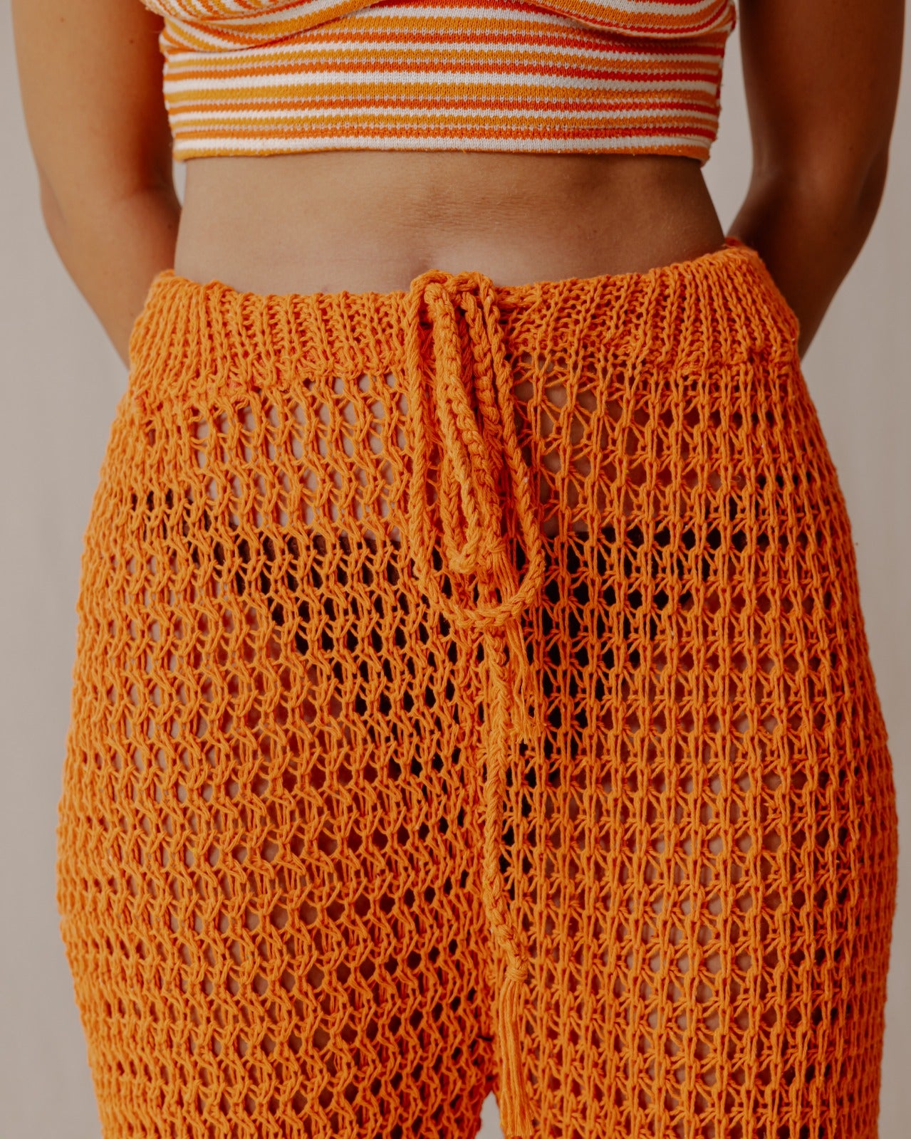 Pantalon en crochet fait main orange