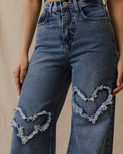 Pantalon en jean en forme de cœur