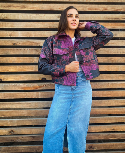 Patchwork Bomber jacke