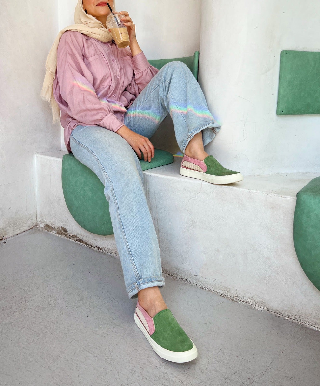 Espadrillas Slip On Menta X Rosa