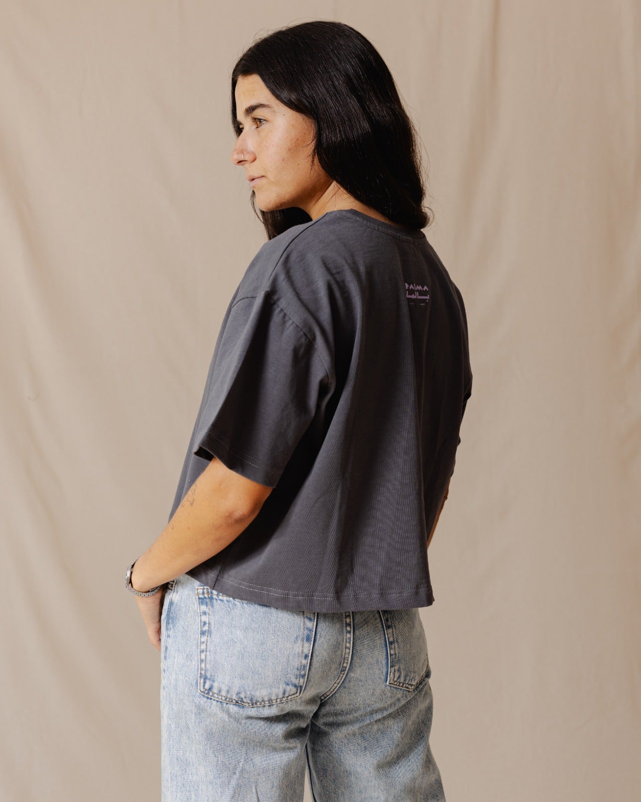 Indian Elephant Cropped Tee Gris