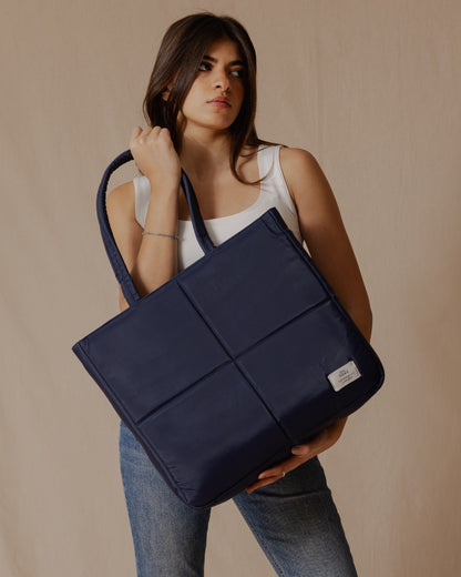 Waterproof Quilted Tote Navy