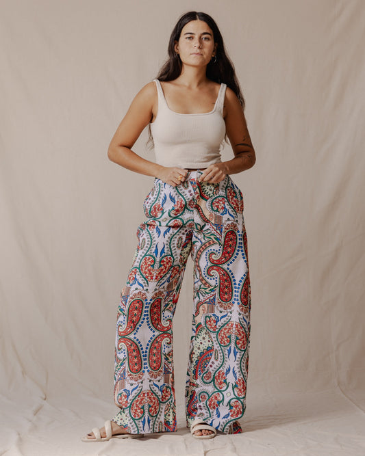 Pantalones de lino de Paisley Bohemian