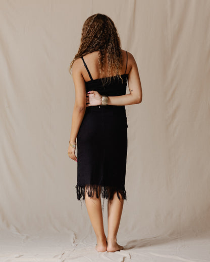 Jupe Boho à Franges Noir