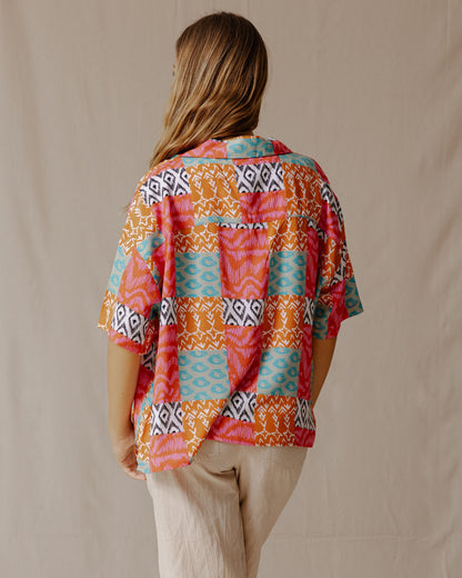 Summer Patchwork Shirt Pink