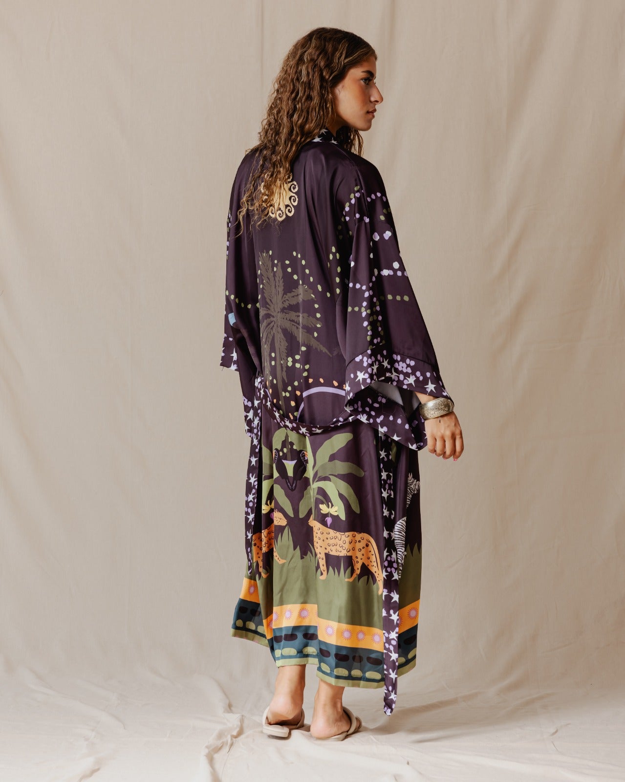 Kimono en satin Jungle Night Sparks