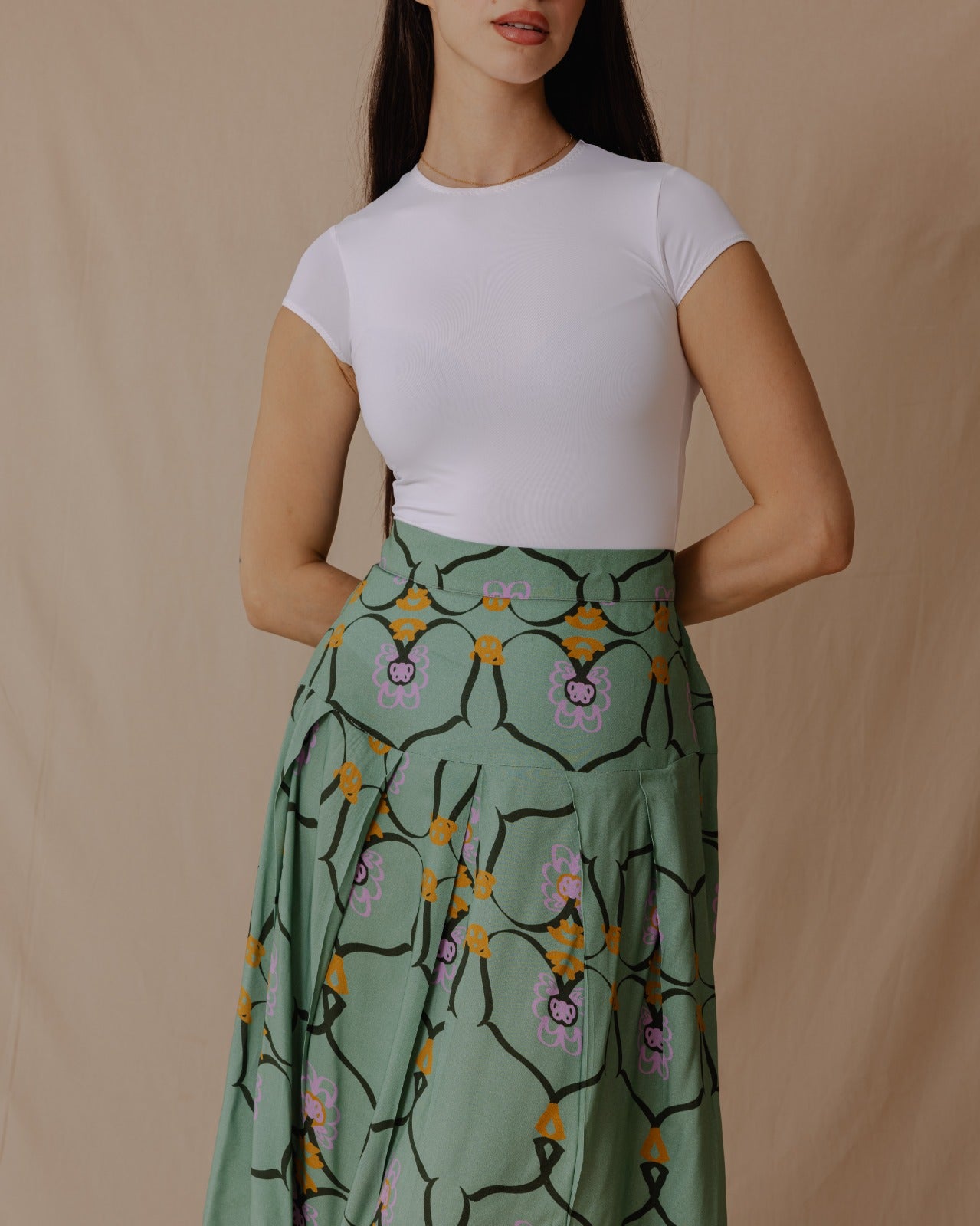 Falda Midi Lilly Of The Valley Verde Menta