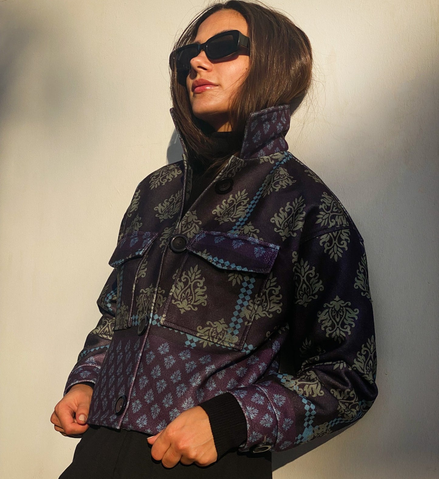 Veste Bomber Baroque Noir X Violet