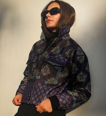 Chaqueta Bomber Barroca Negro X Morado