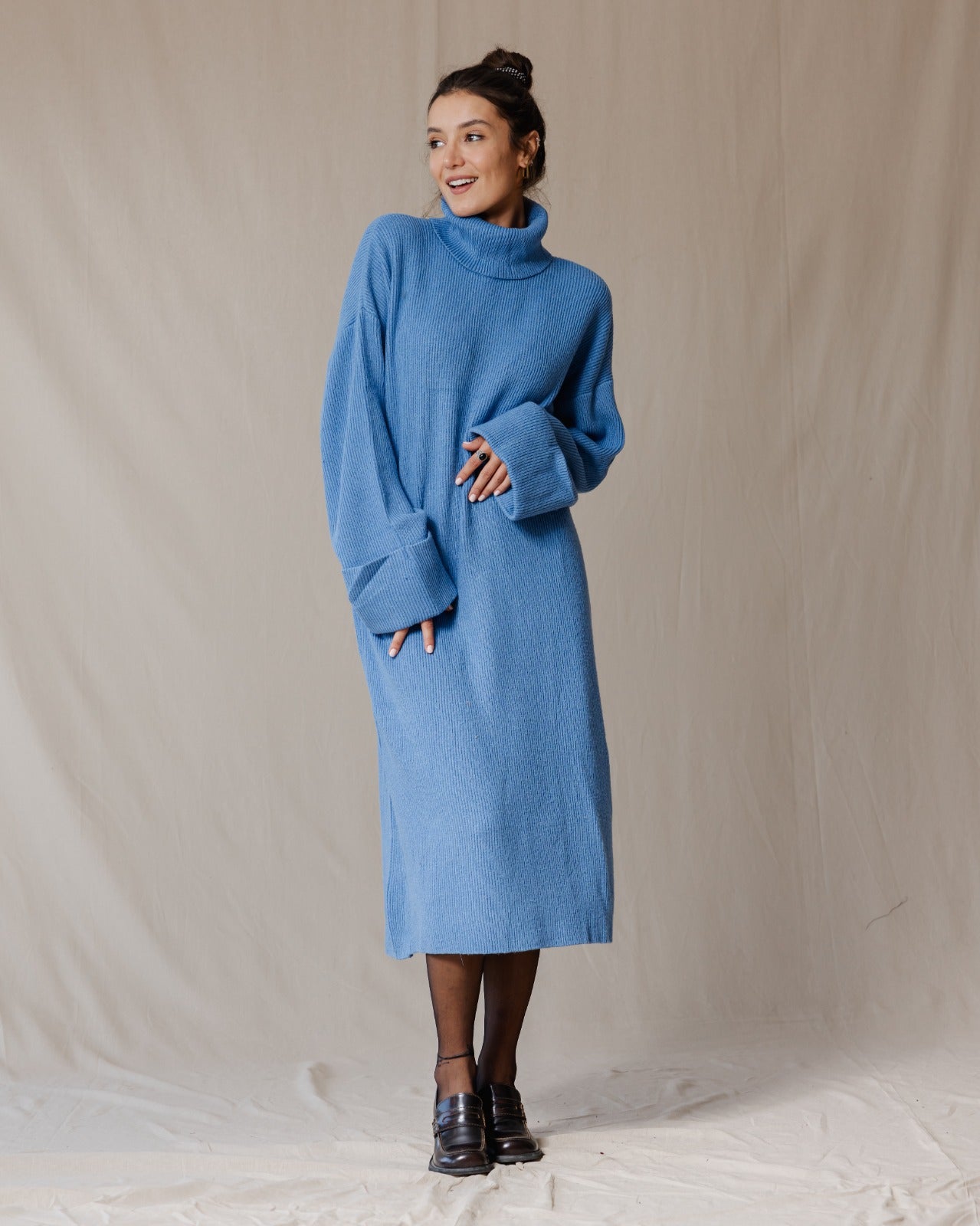 Warm Knit Dress Blue