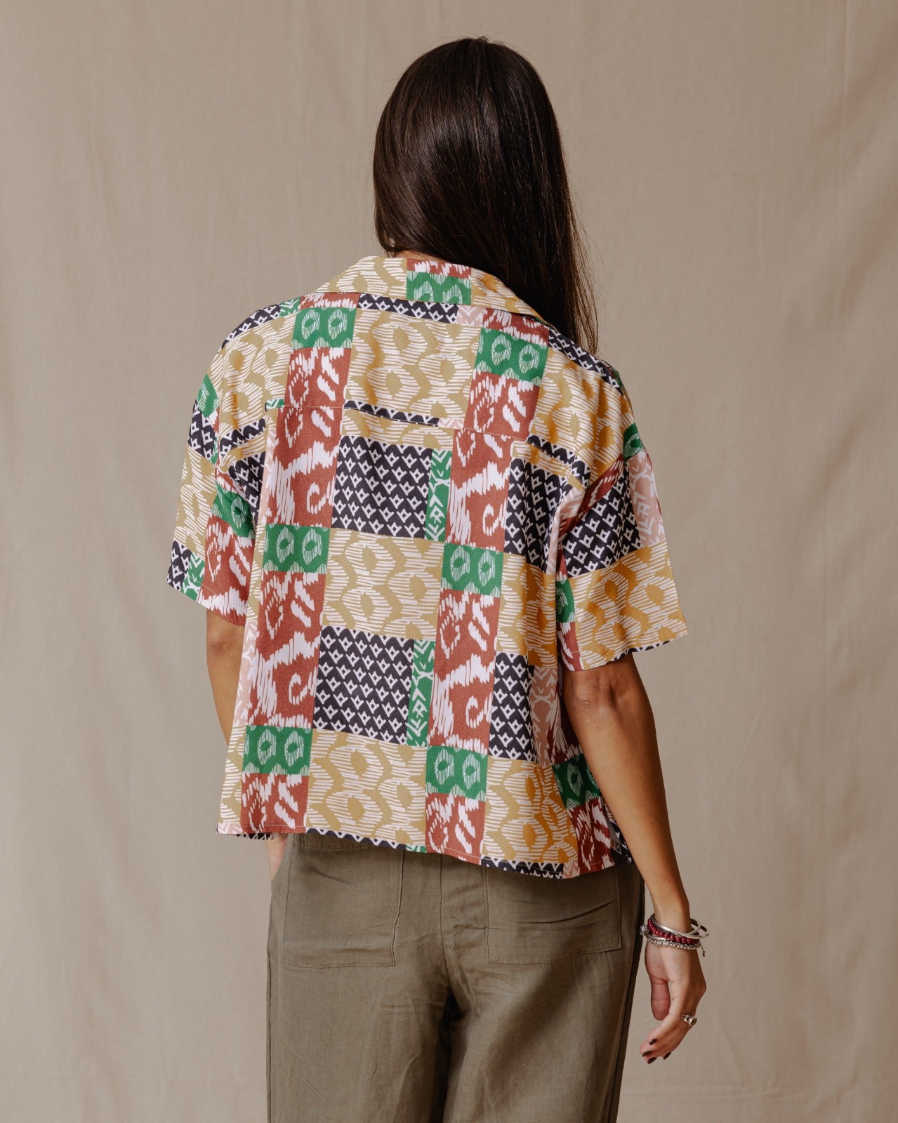 Summer Patchwork Shirt Brown