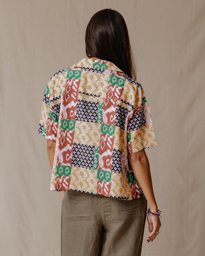 Camicia patchwork estiva marrone