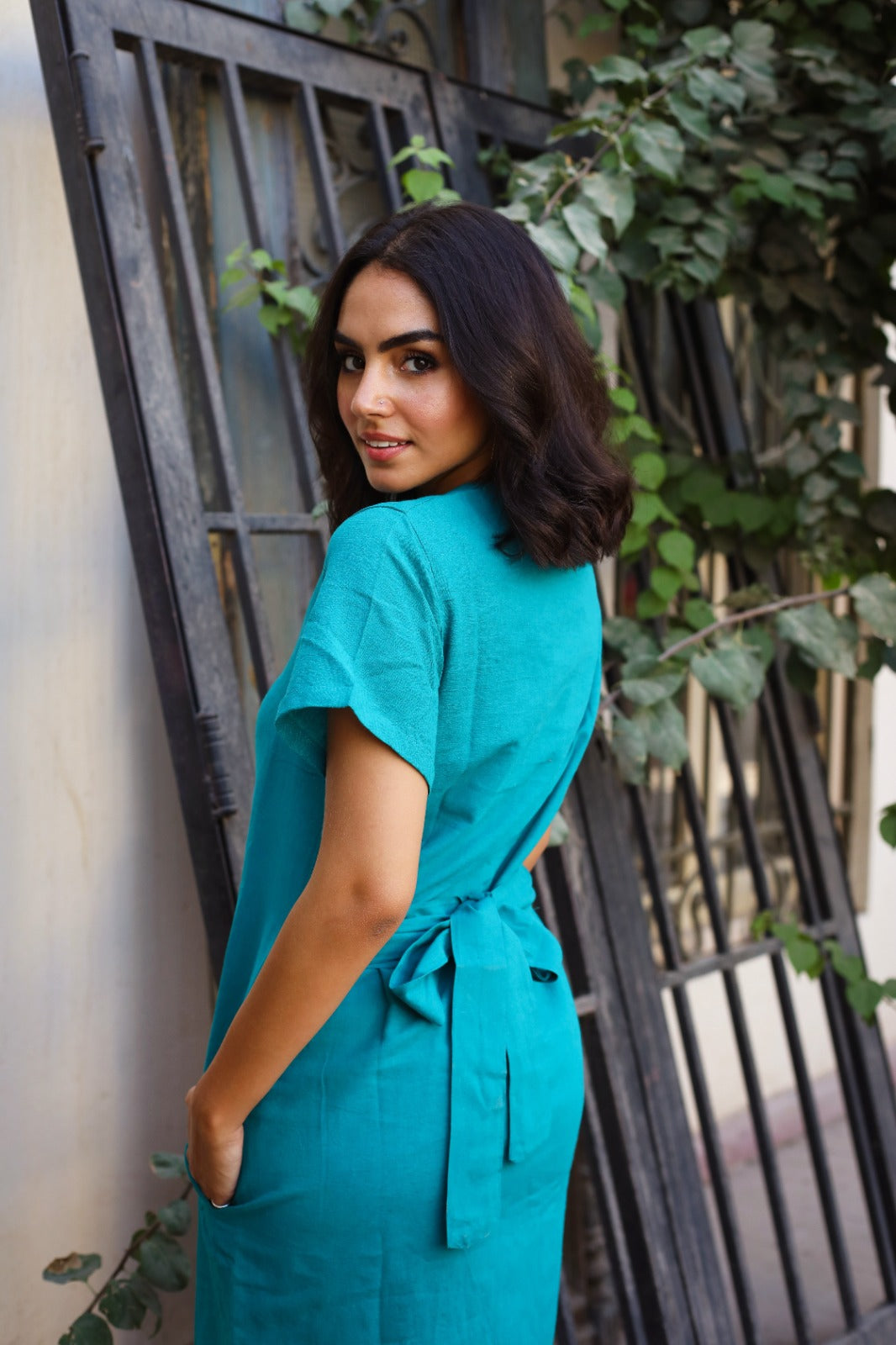 Resort Linen Dress Turquoise