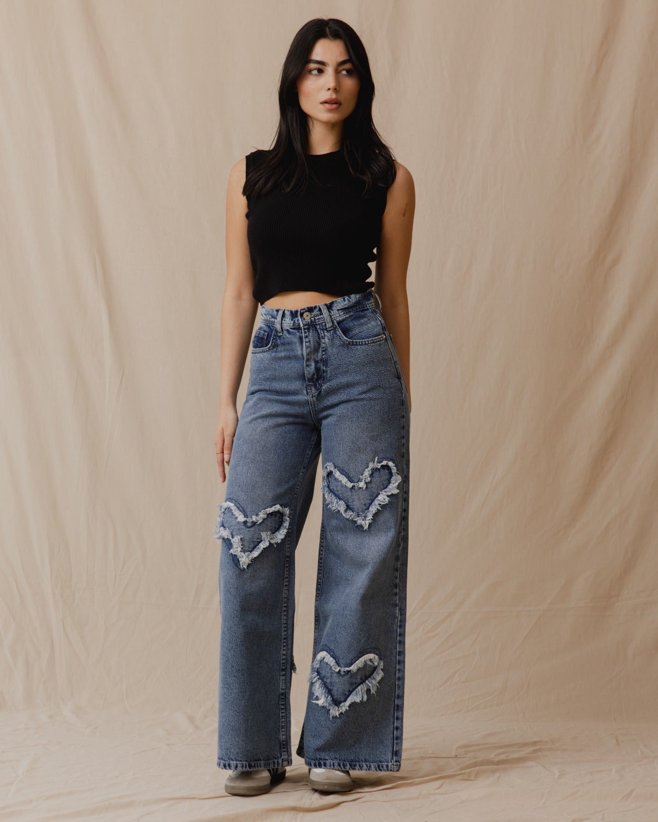 Pantalon en jean en forme de cœur