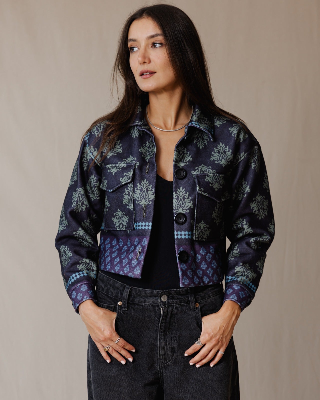 Baroque Bomber Jacket Black X Purple