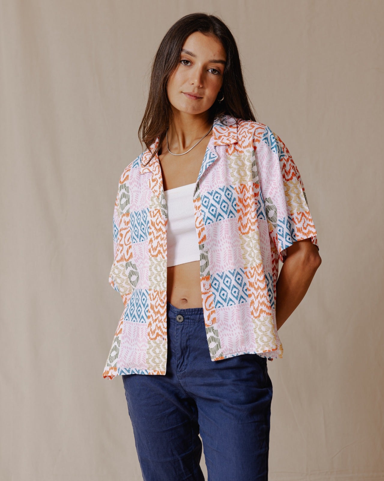 Camisa Patchwork Verão Amarela