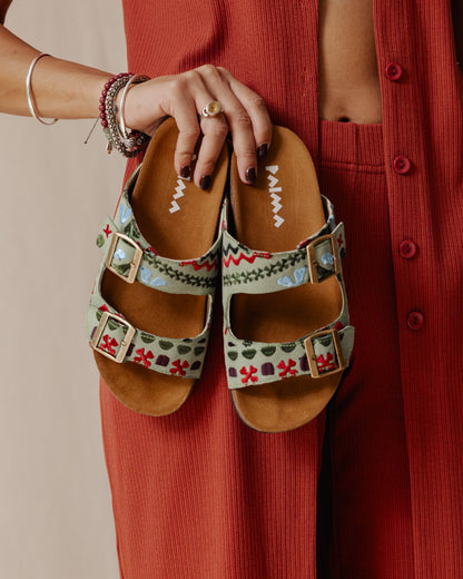 Chanclas Líneas Boho Salvia