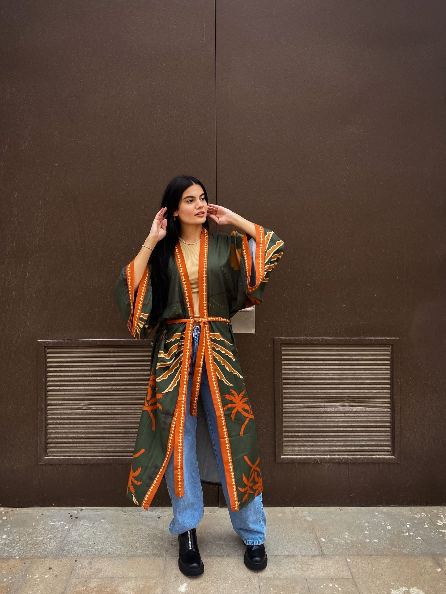 Island Dreams Kimono Invernal Oliva