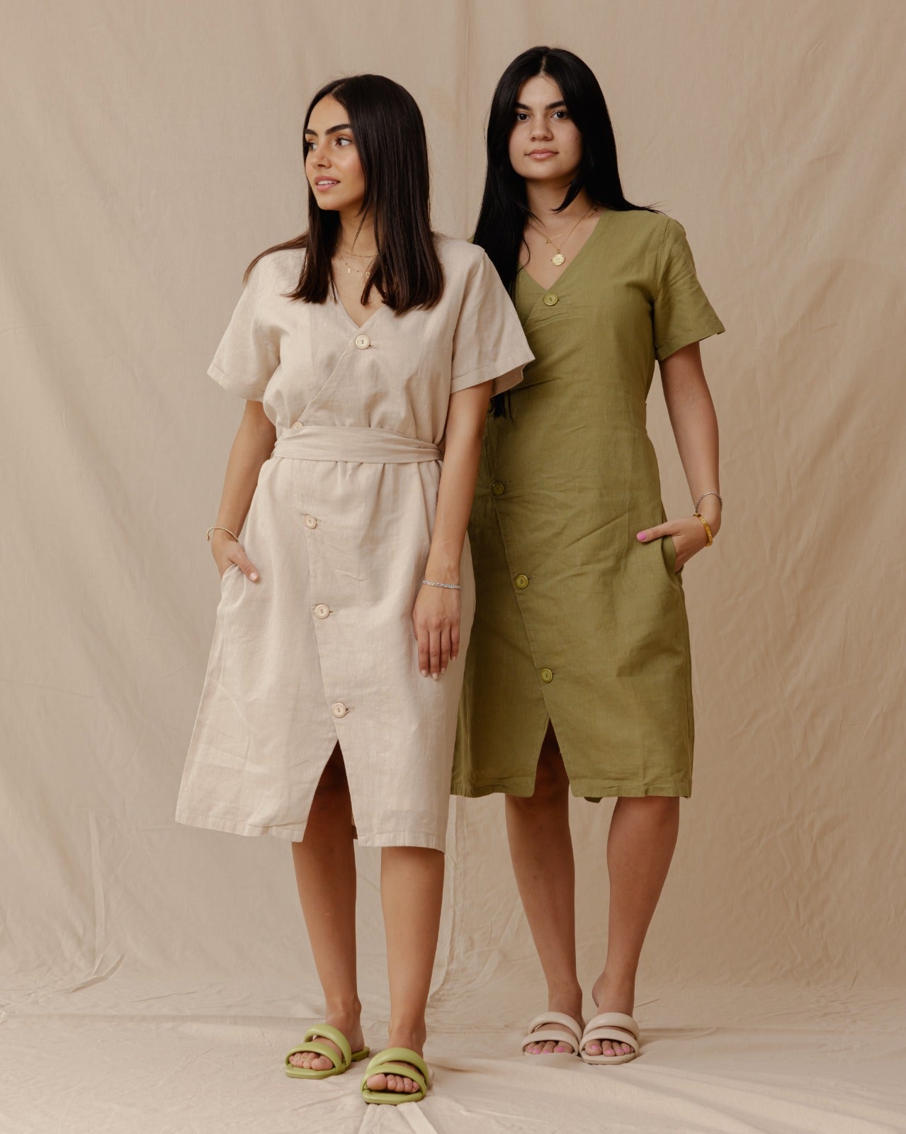 Resort Linen Dress Olive