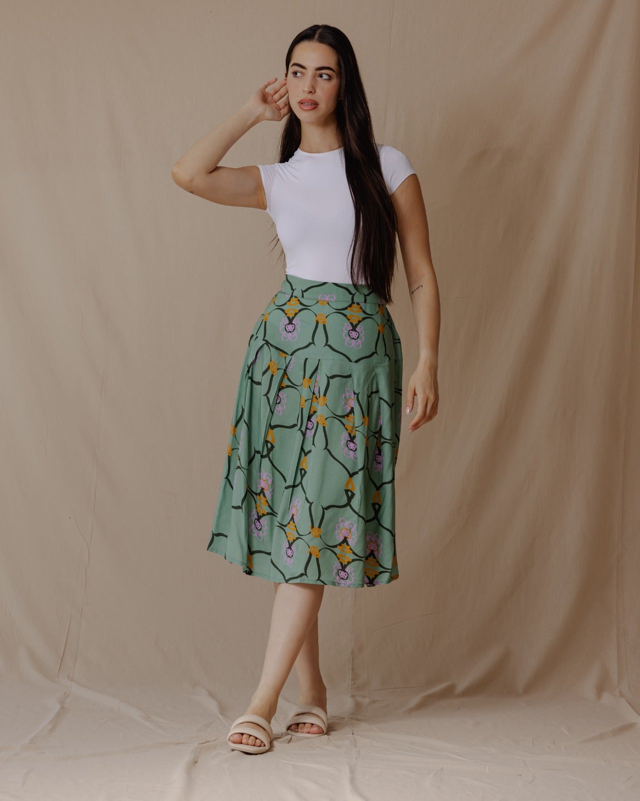 Falda Midi Lilly Of The Valley Verde Menta