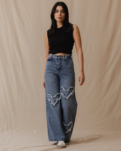 Pantalon en jean en forme de cœur