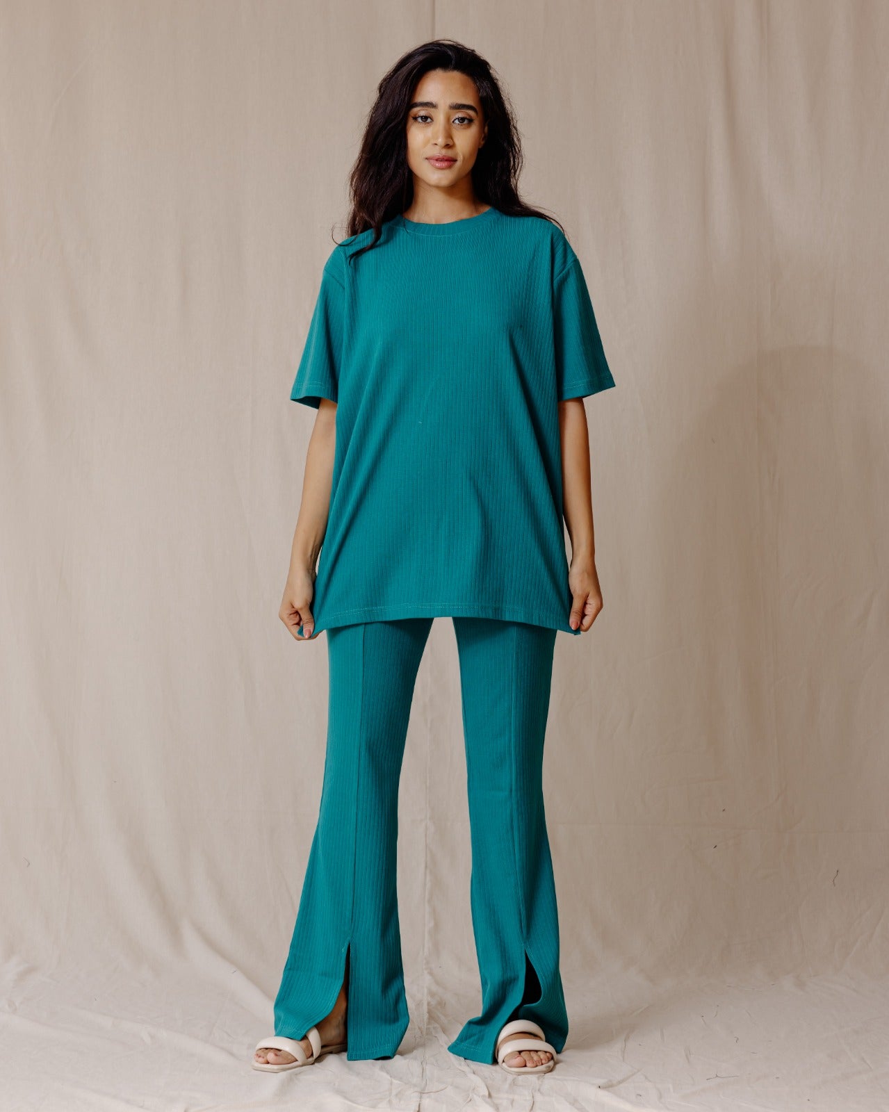 Mila Acanalado Conjunto Teal