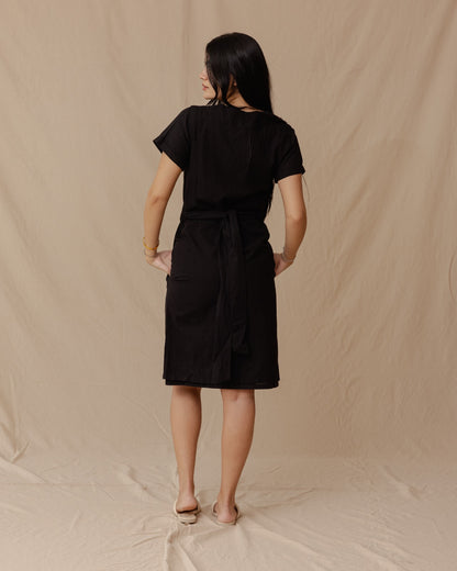 Resort Linen Dress Black