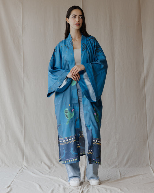 Hoopoe’s Charm Kimono Blue