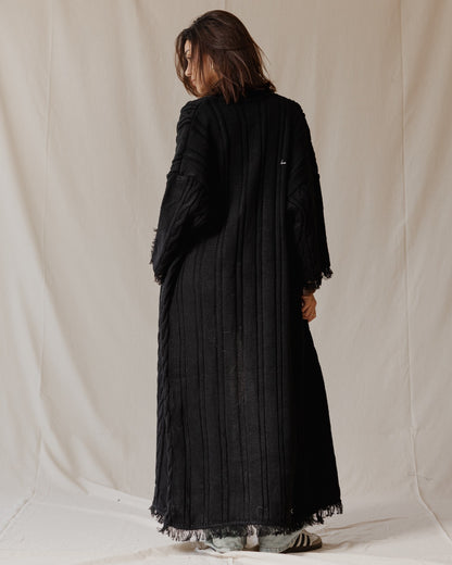 Cable Knit Coat Black