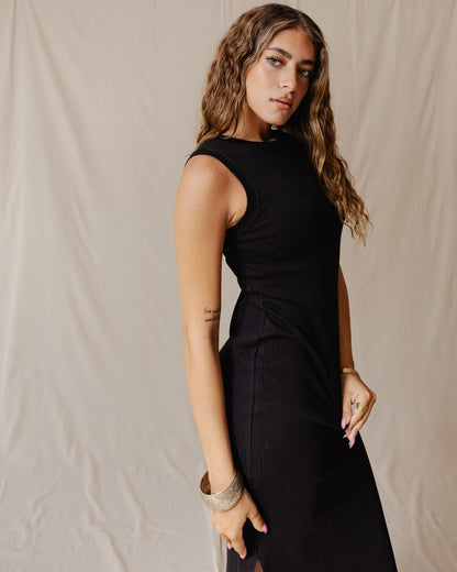 Vestido Amelia Ribbed Preto