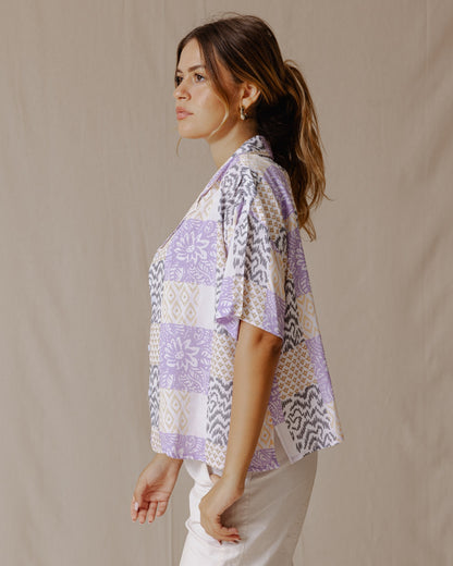 Camicia patchwork estiva viola