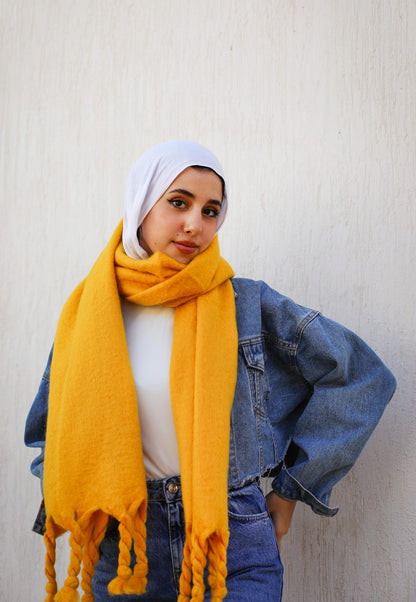 Plain Winter Scarf Yellow