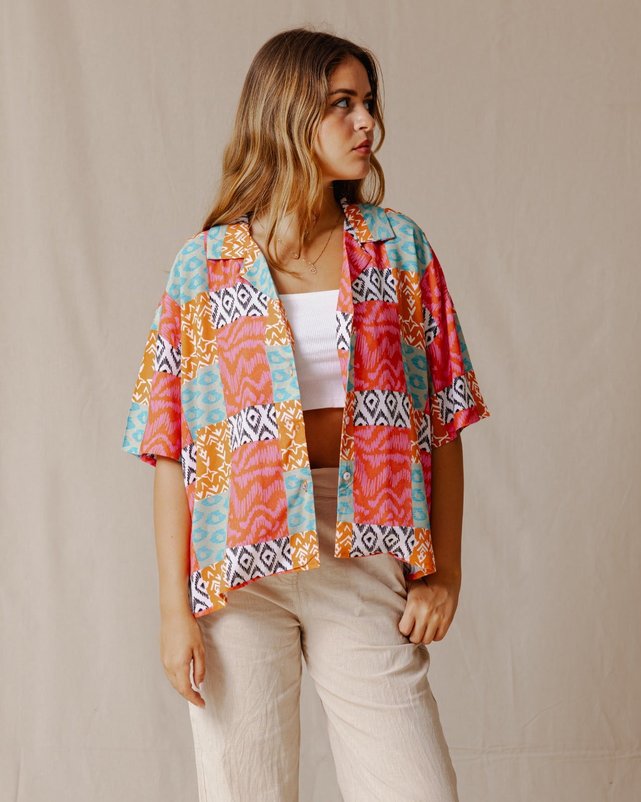 Sommer-Patchwork-Shirt rosa