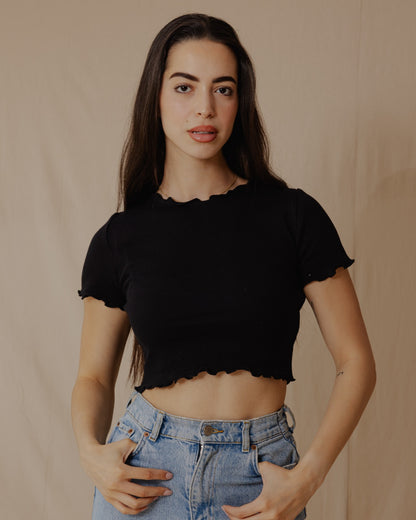 Todos os dias Crop Top Preto