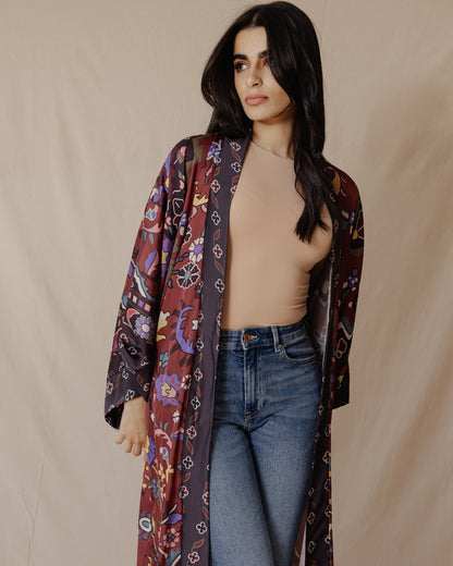 Azadeh Satin Kimono In Cinnamon