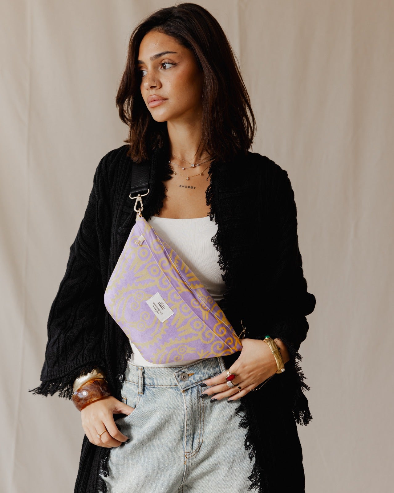 Tribal Birds Lilac X Hot Yellow Fanny Pack