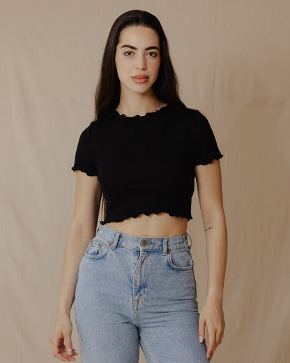 Alltägliches Crop Top Schwarz