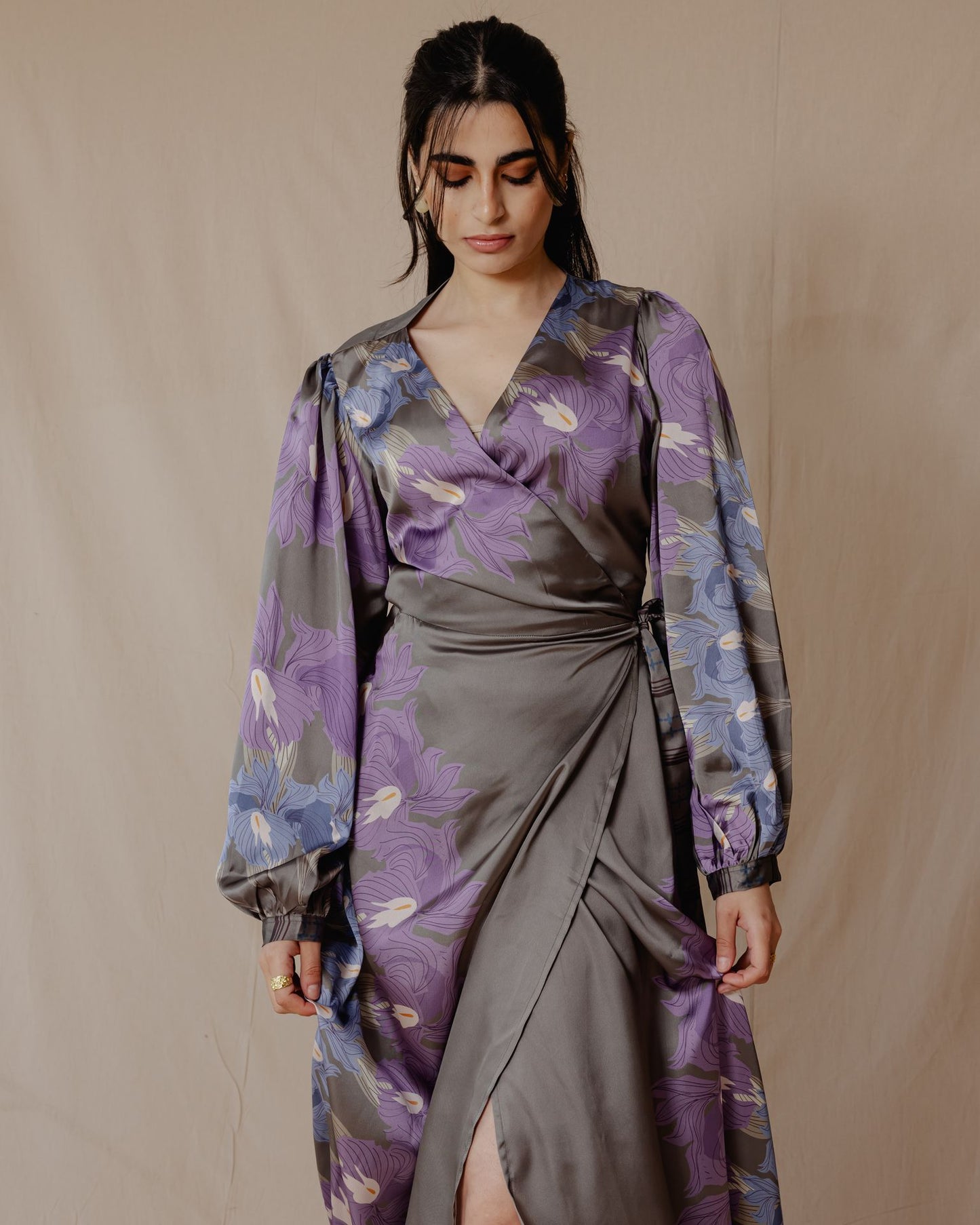 Lilly Garden Wrap Dress Purple X Light Blue