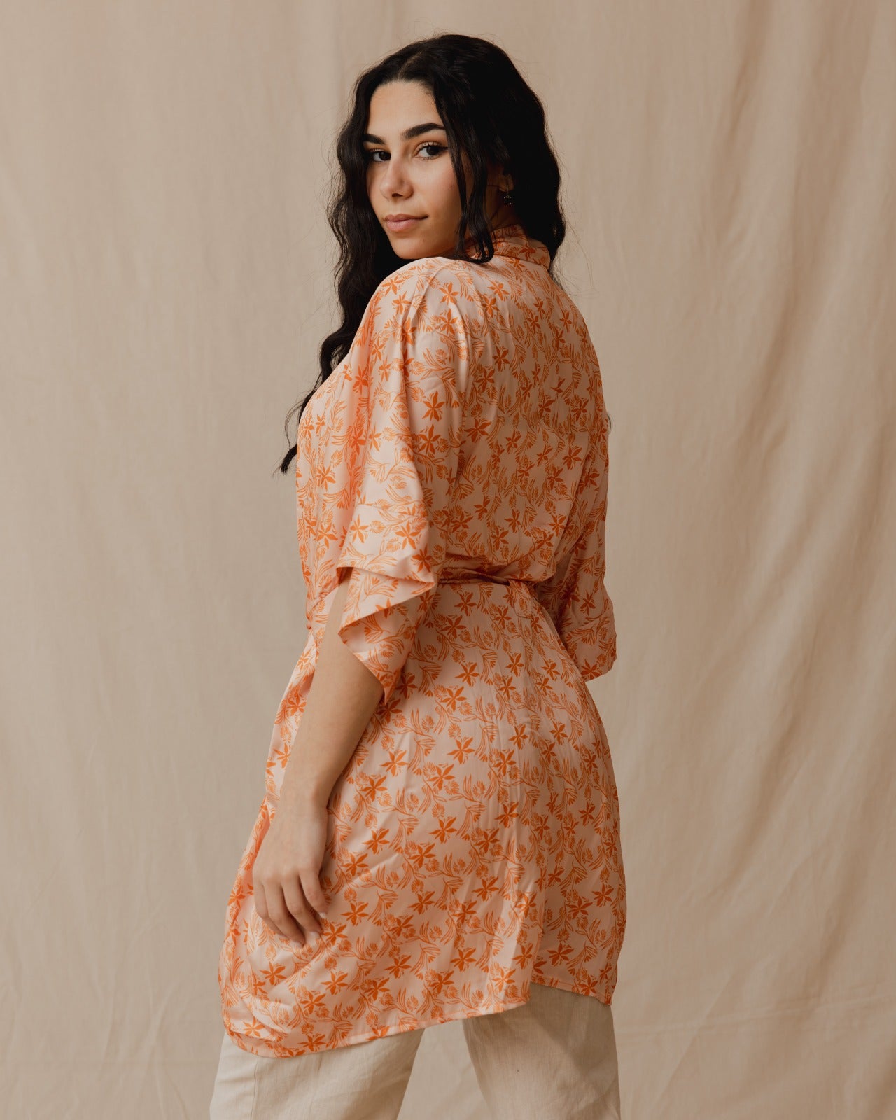 Lilium Short Kimono Orange