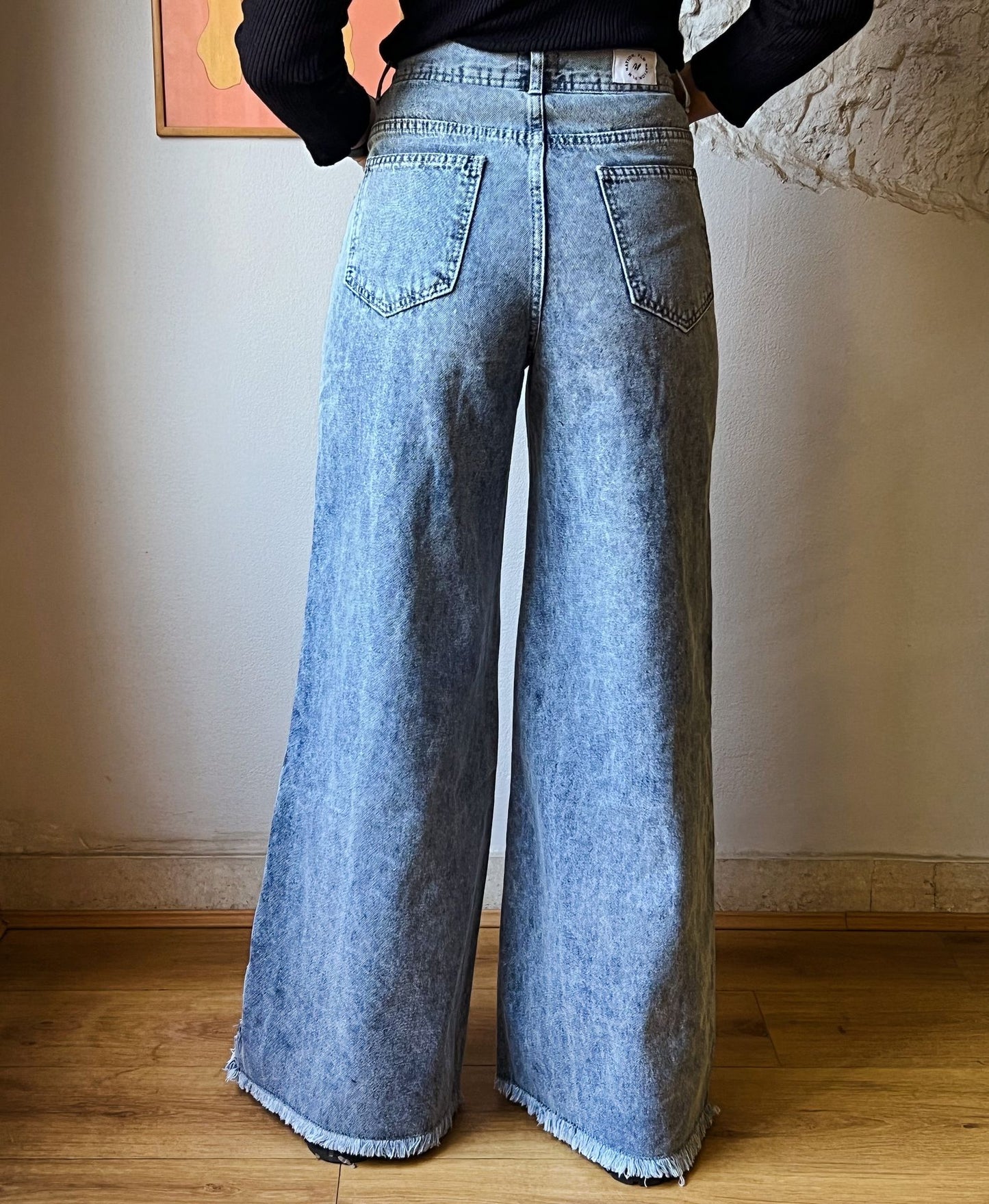 Pantalon en jean bicolore