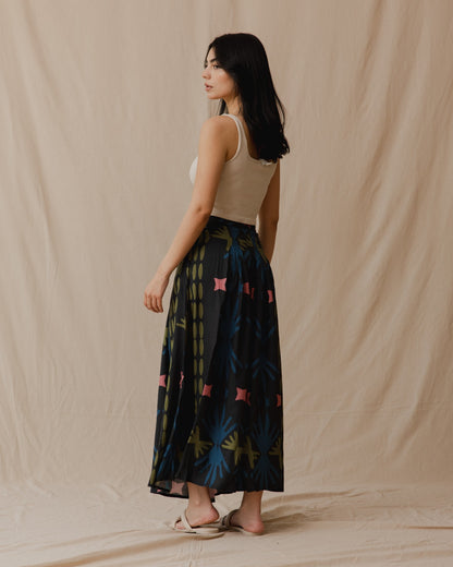 Damascus Cotton Skirt Black And Pastels