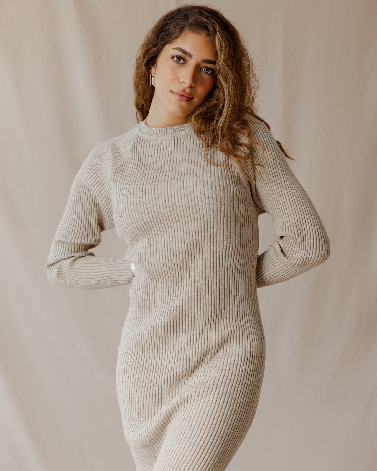 Daring Knitted Dress Beige