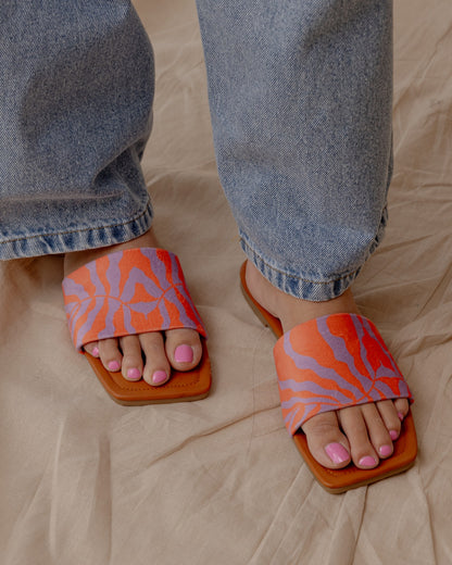 Chanclas Hojas Espejadas Púrpura X Naranja