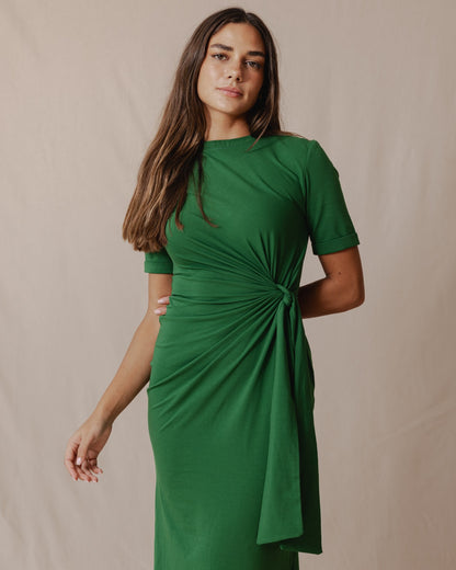 Robe en coton à nouer sur les côtés Vert