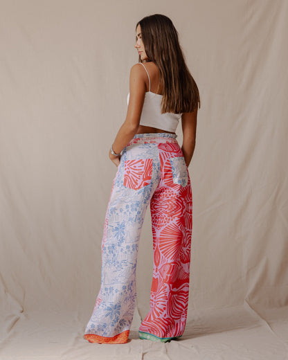 Multiprint Patchwork Linen Pants